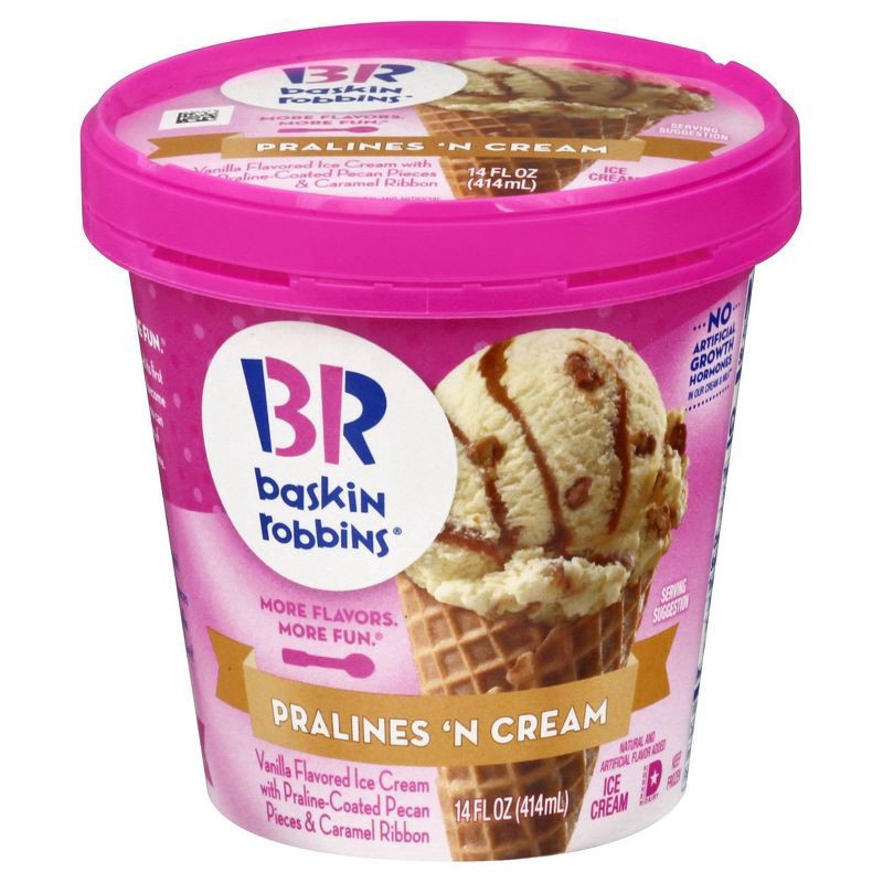 slide 1 of 9, Baskin-Robbins Pralines 'N Cream Ice Cream 14.0 oz, 14 oz