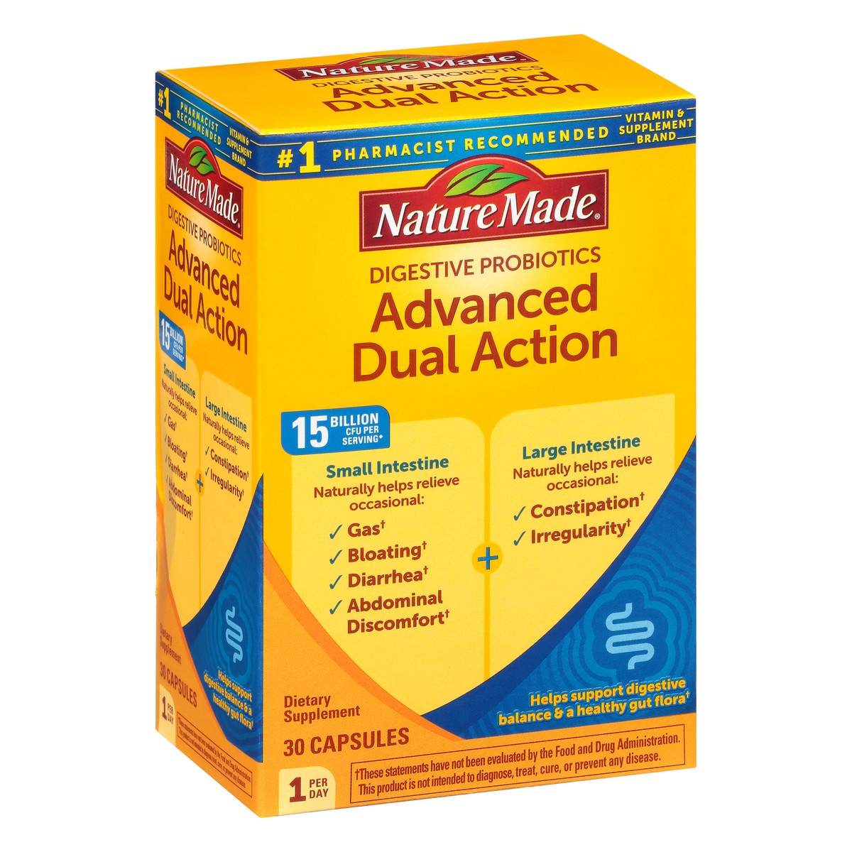 slide 2 of 9, Nature Made Digestive Probiotics Advanced Dual Action, Probiotics for Women and Men, 30 Probiotic Capsules, 30 Day Supply, 30 ct