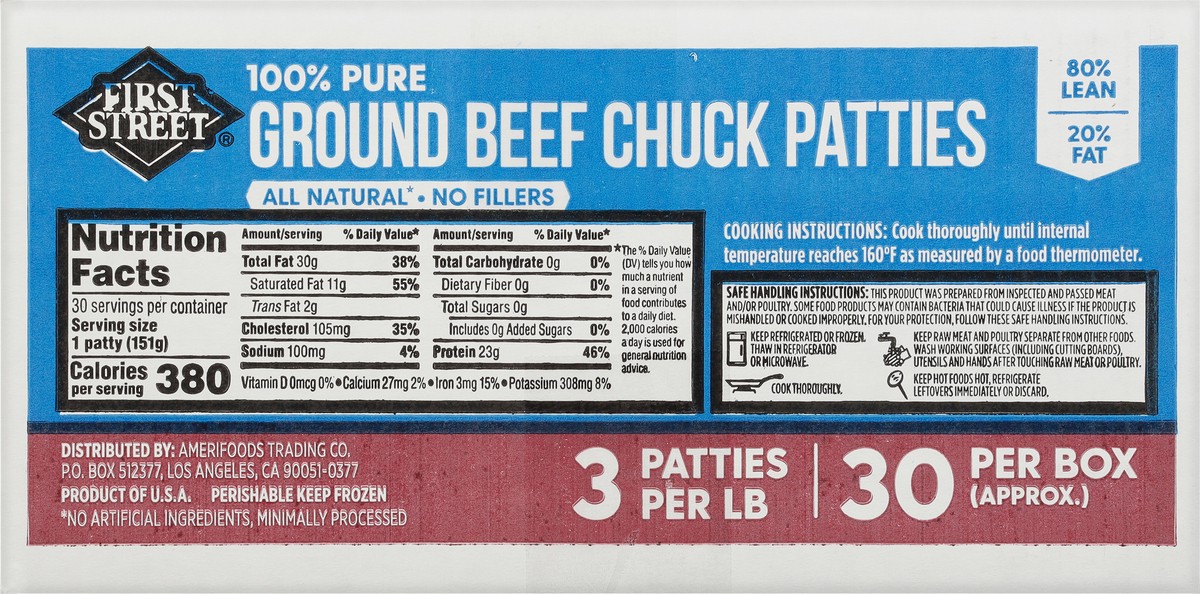 slide 13 of 13, First Street 3/1 Chuck Patties 80/20, 10 lb