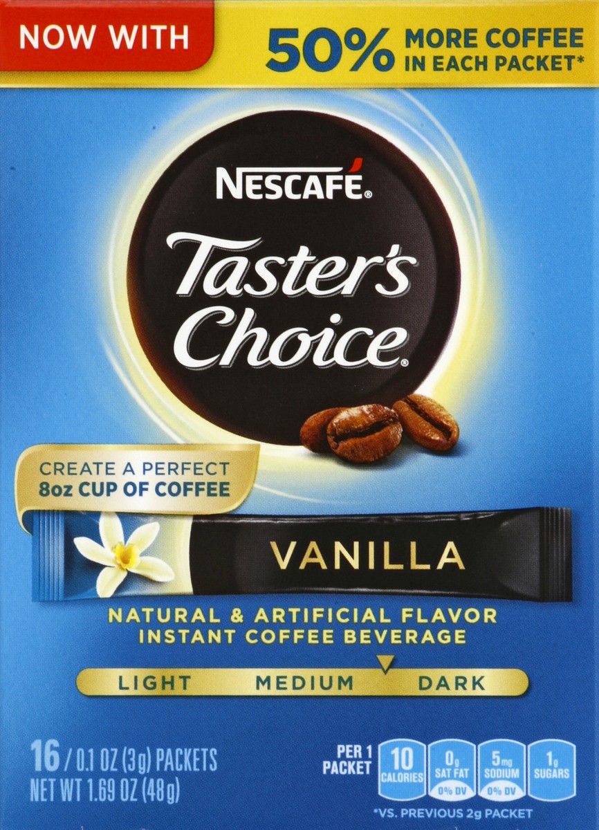 slide 4 of 4, Nescafé Taster's Choice Vanilla Instant Coffee Beverage, 16 ct; 0.1 oz