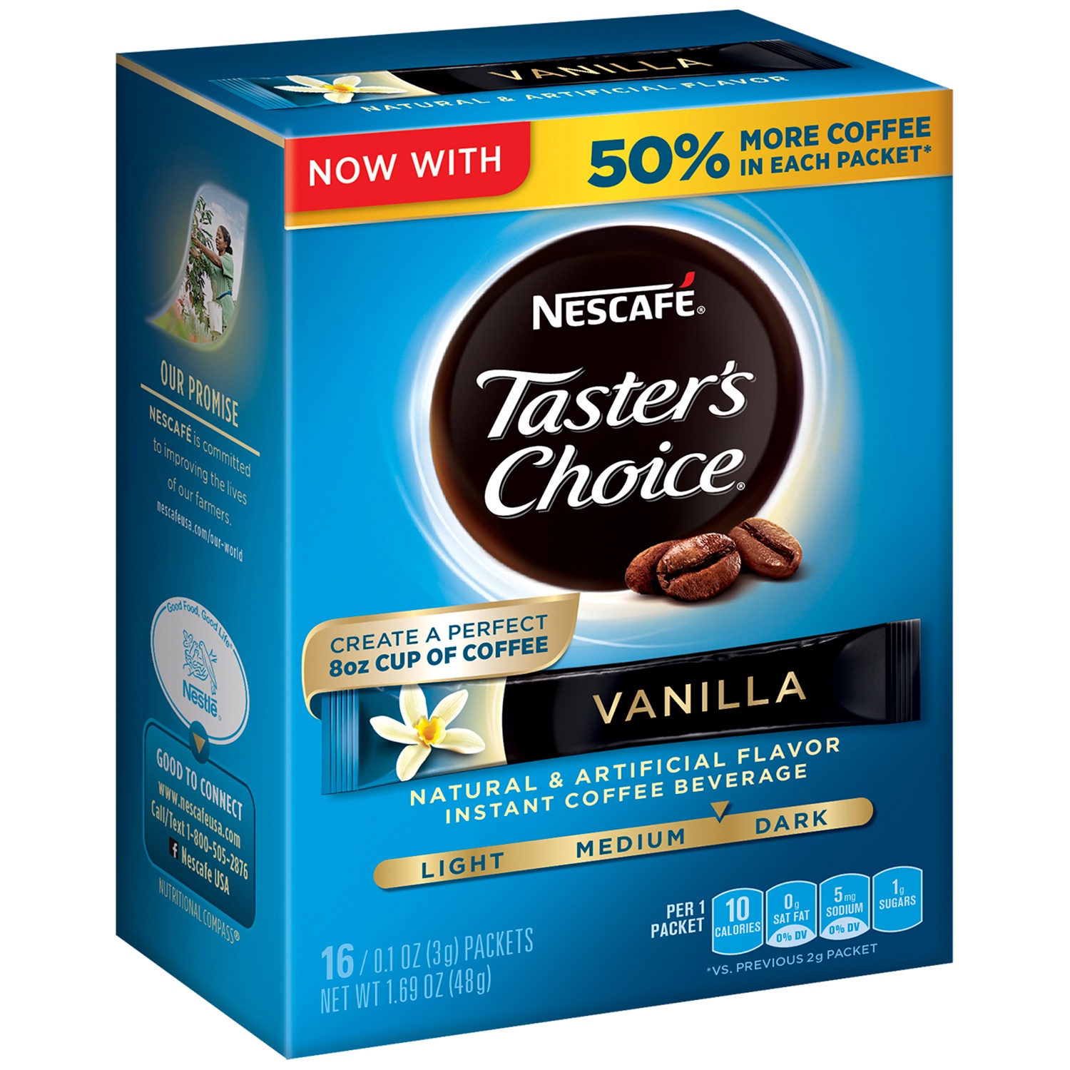 slide 1 of 4, Nescafé Taster's Choice Vanilla Instant Coffee Beverage, 16 ct; 0.1 oz