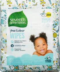 Seventh Generation Baby Wipes Refill Sensitive Protection, 256 count