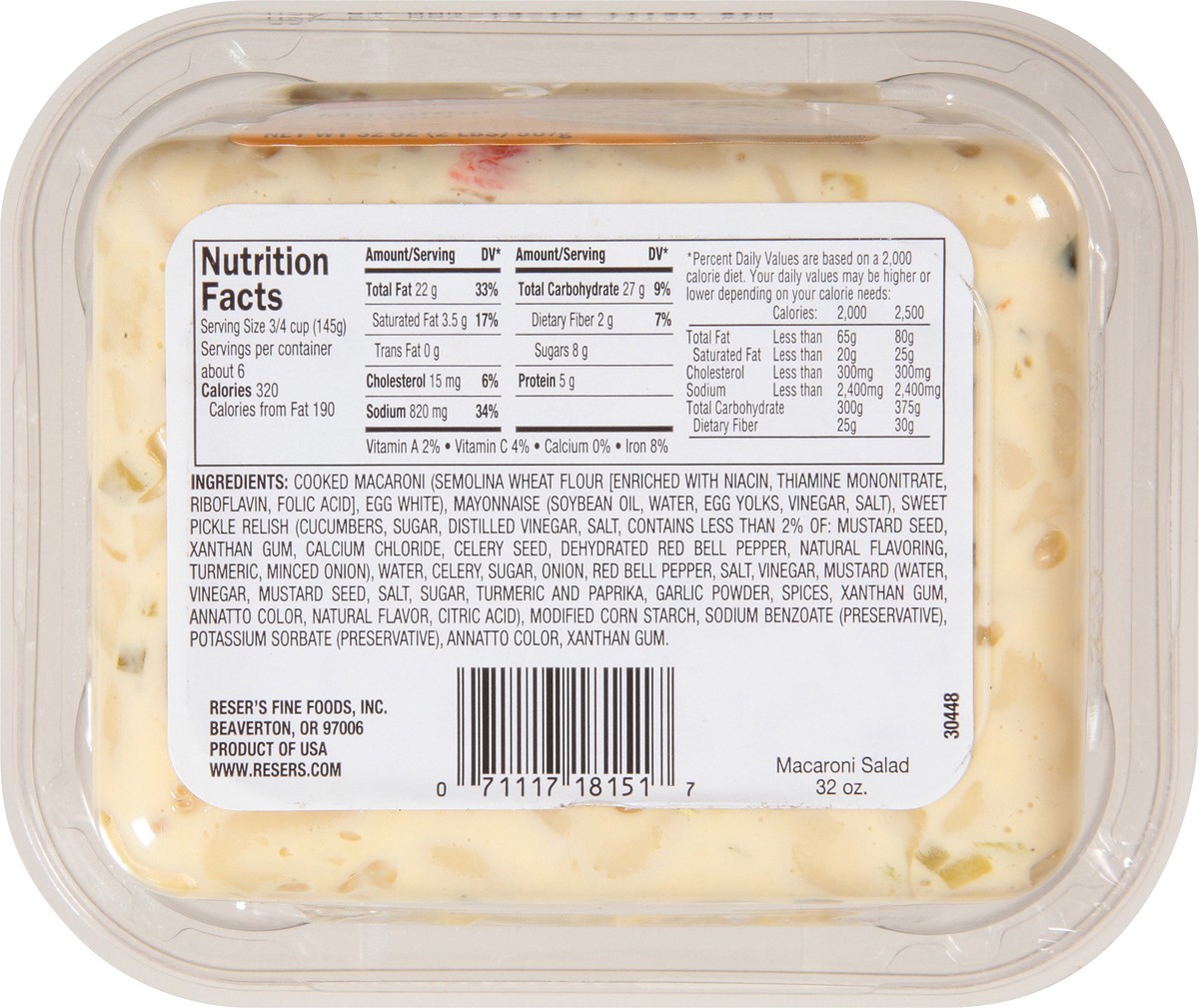 slide 3 of 6, Reser's Macaroni Salad, 32 oz