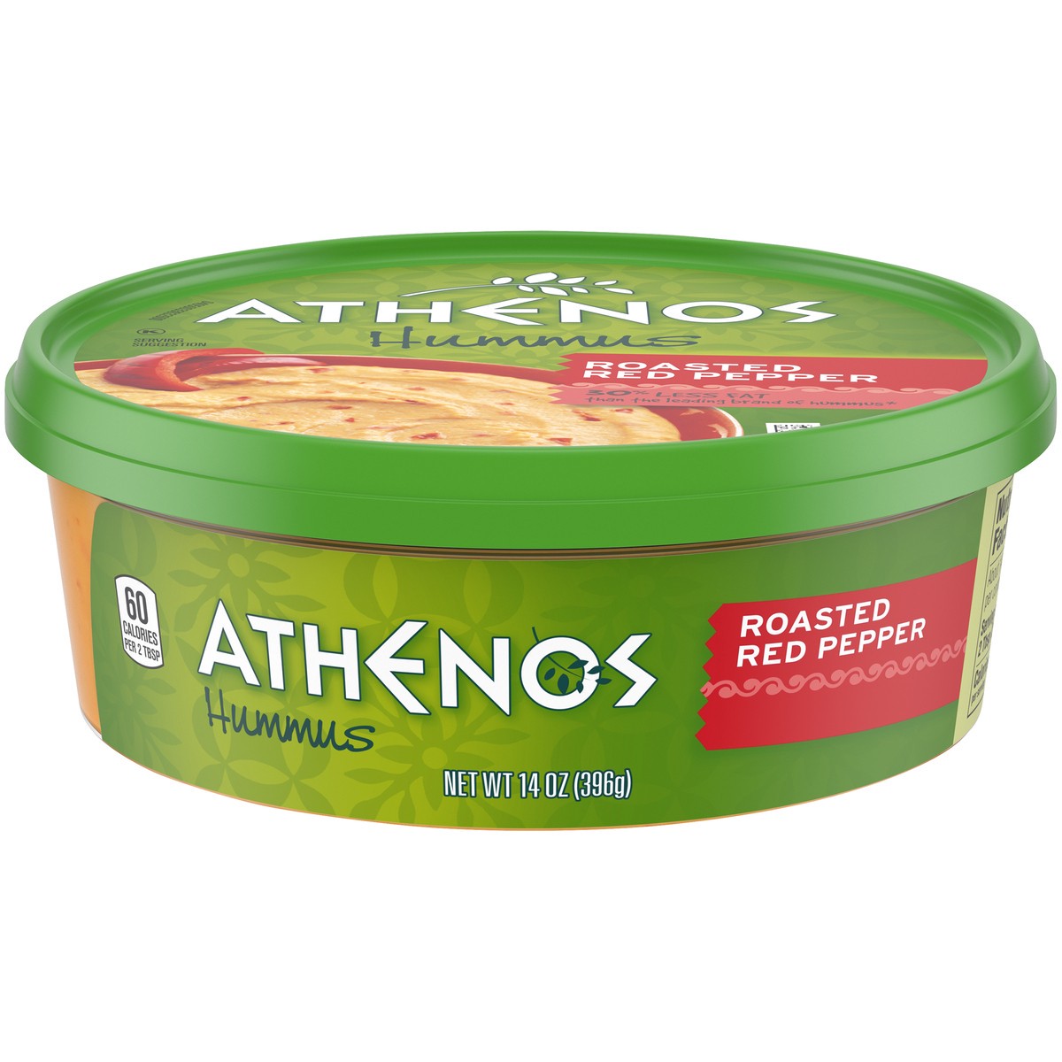 slide 1 of 9, Athenos Roasted Red Pepper Hummus, 14 oz Tub, 14 oz