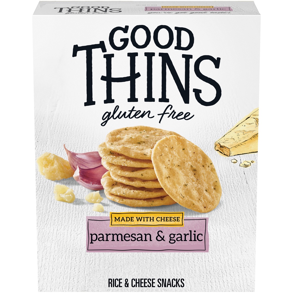 slide 2 of 2, GOOD THiNS The Cheese One Parmesan & Garlic Rice & Cheese Snacks, 3.5 oz