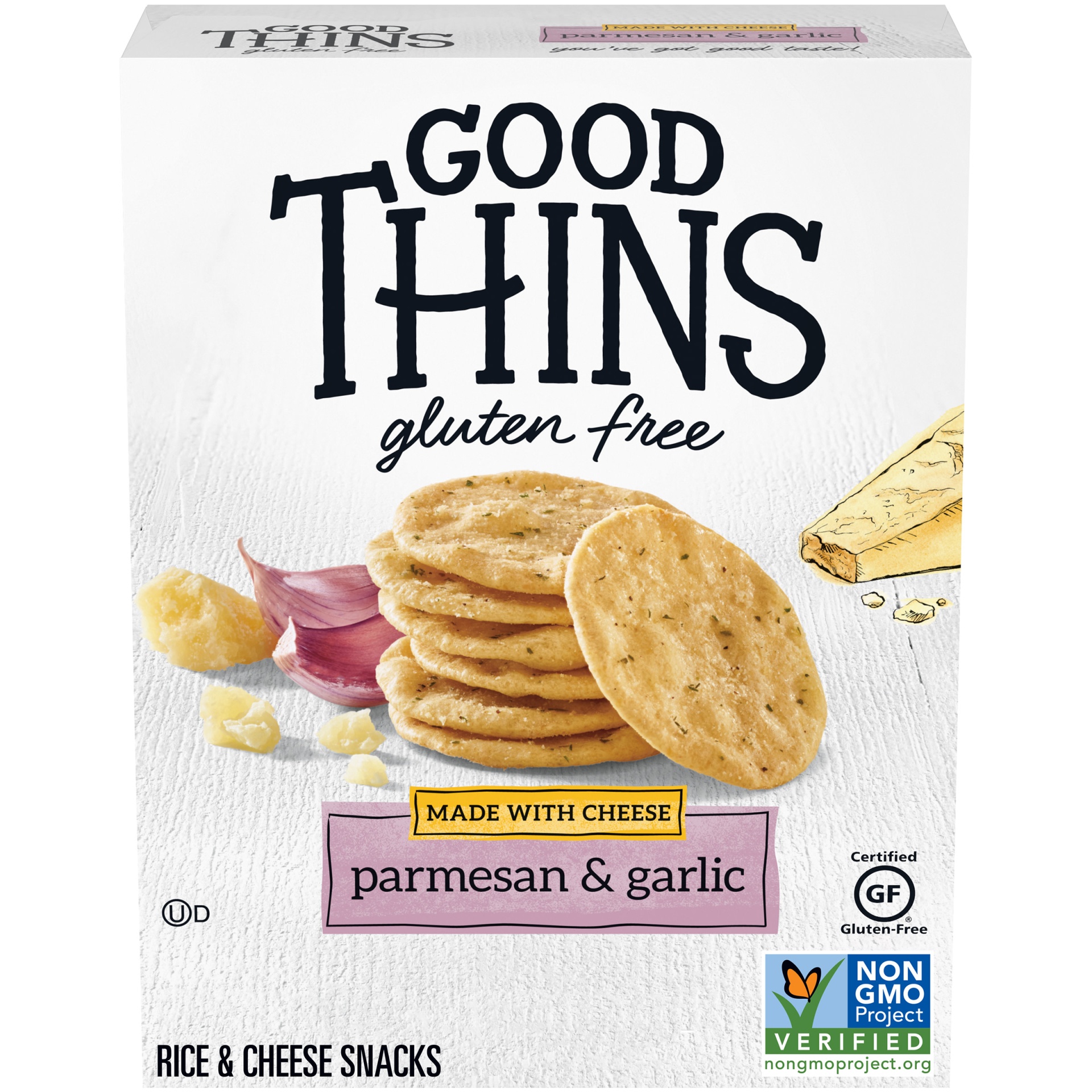 slide 1 of 2, GOOD THiNS The Cheese One Parmesan & Garlic Rice & Cheese Snacks, 3.5 oz