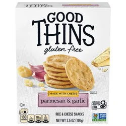 GOOD THiNS Parmesan & Garlic Rice & Cheese Snacks Gluten Free Crackers, Snack Crackers, 3.5 oz