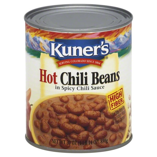 slide 1 of 1, Kuner's Hot Chili Beans In Spicy Chili Sauce, 30 oz