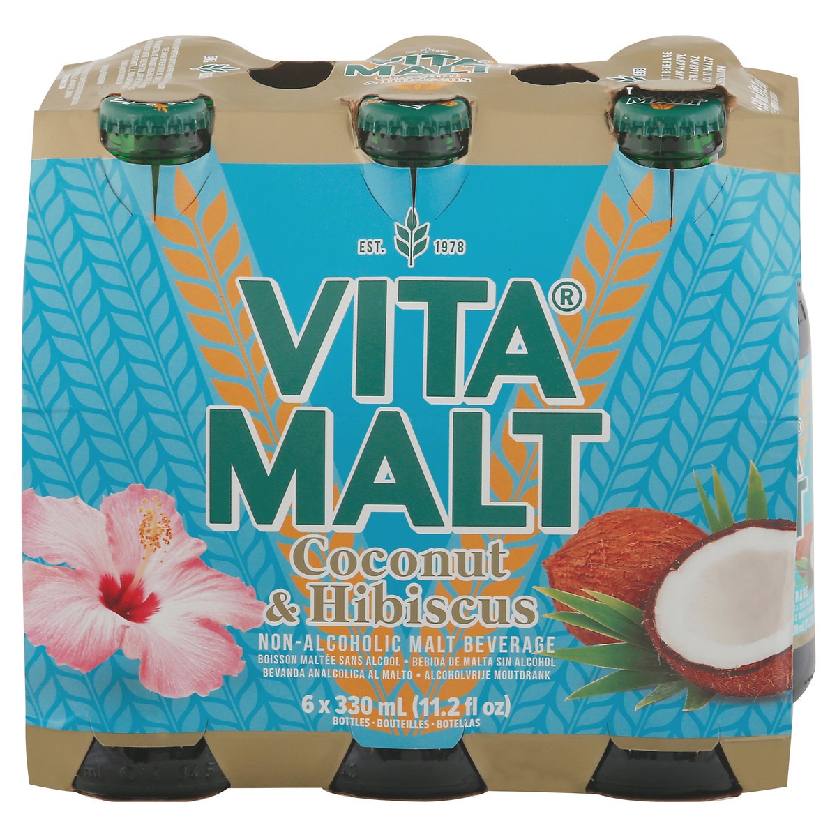 slide 4 of 13, Vita Malt Non-Alcoholic Coconut & Hibiscus Malt Beverage 6 - 11.2 fl oz Bottles, 6 ct