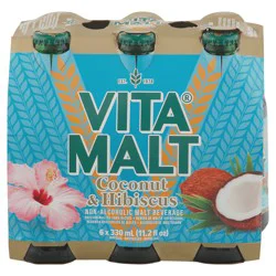 Vita Malt Non-Alcoholic Coconut & Hibiscus Malt Beverage 6 - 11.2 fl oz Bottles