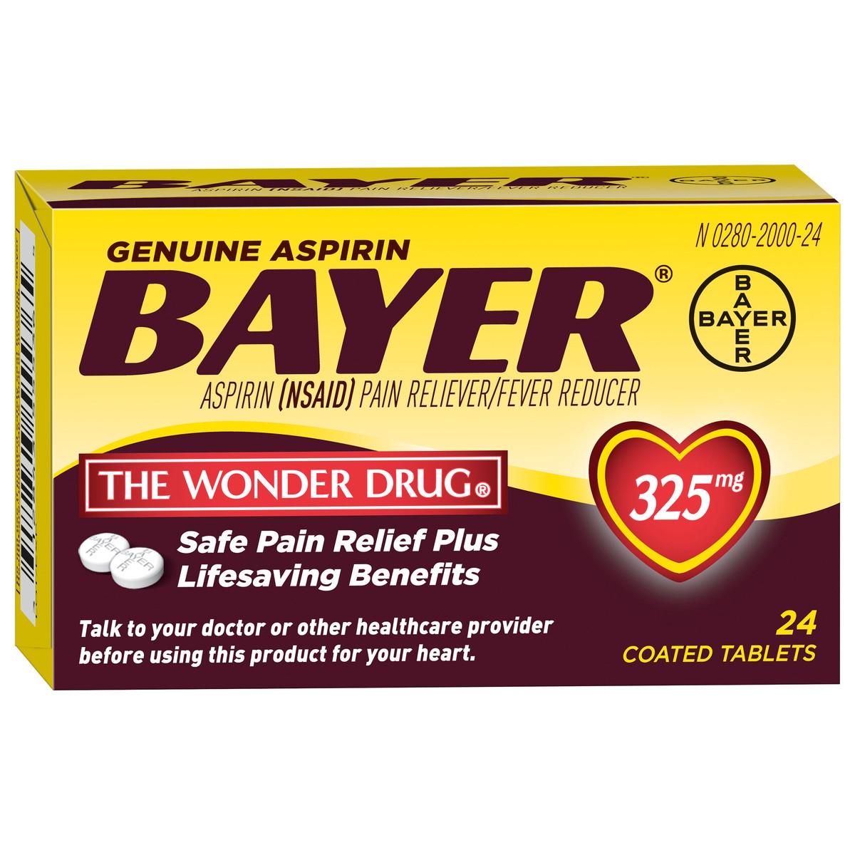 slide 4 of 9, Bayer Genuine Aspirin 325 Mg Coated Tablets, 24 Ct, 1 ct