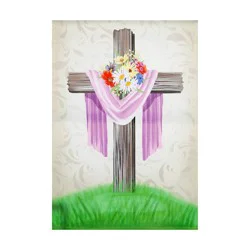 Evergreen Cross Suede Garden Flag