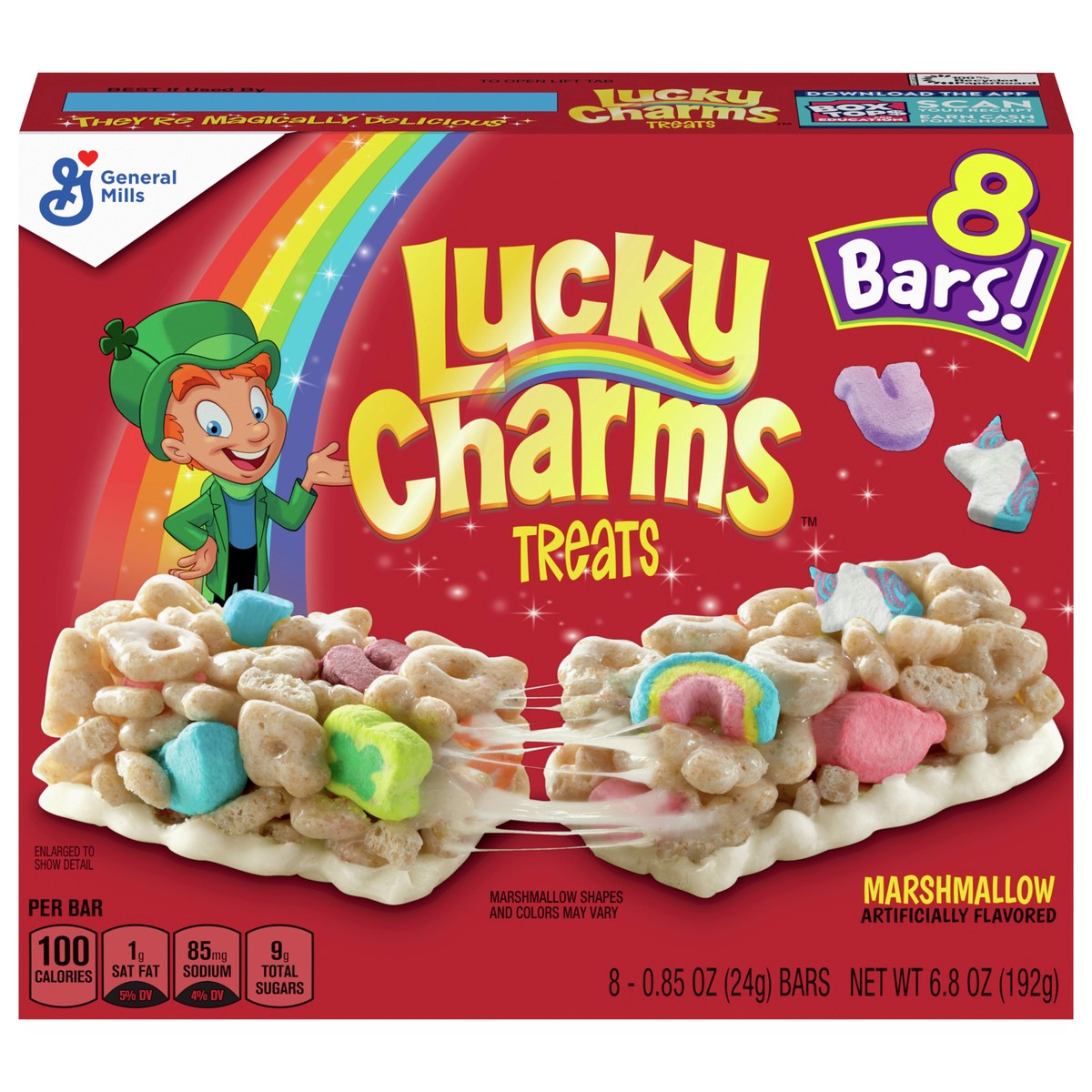 slide 1 of 12, Lucky Charms Breakfast Cereal Treat Bars, Snack Bars, 6.8 oz, 8 ct, 8 ct