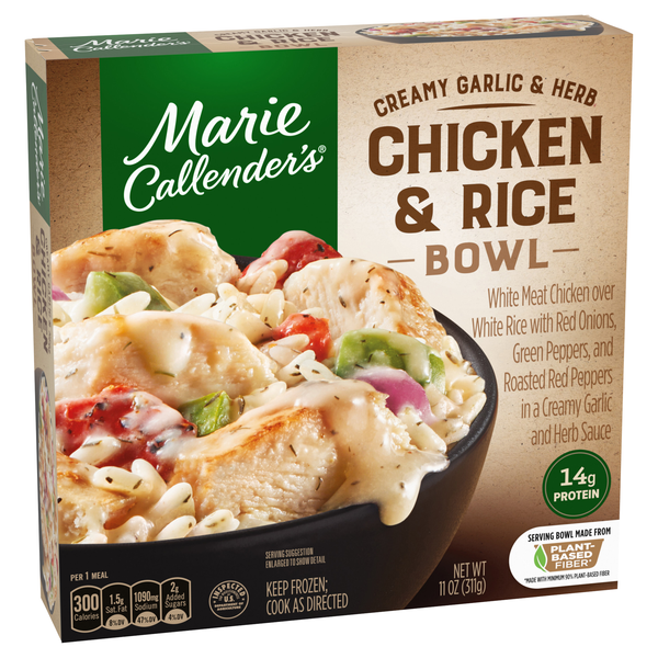 slide 1 of 1, Marie Callender's Creamy Garlic & Herb Chicken & Rice Bowl, Single Serve Frozen Meal, 11 oz., 11 oz