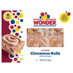 Wonder Cinnamon Rolls, Cinnamon Breakfast Pastry Sweet Rolls, 14.4 oz, 6 Count