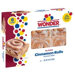 Wonder Cinnamon Rolls, Cinnamon Breakfast Pastry Sweet Rolls, 14.4 oz, 6 Count