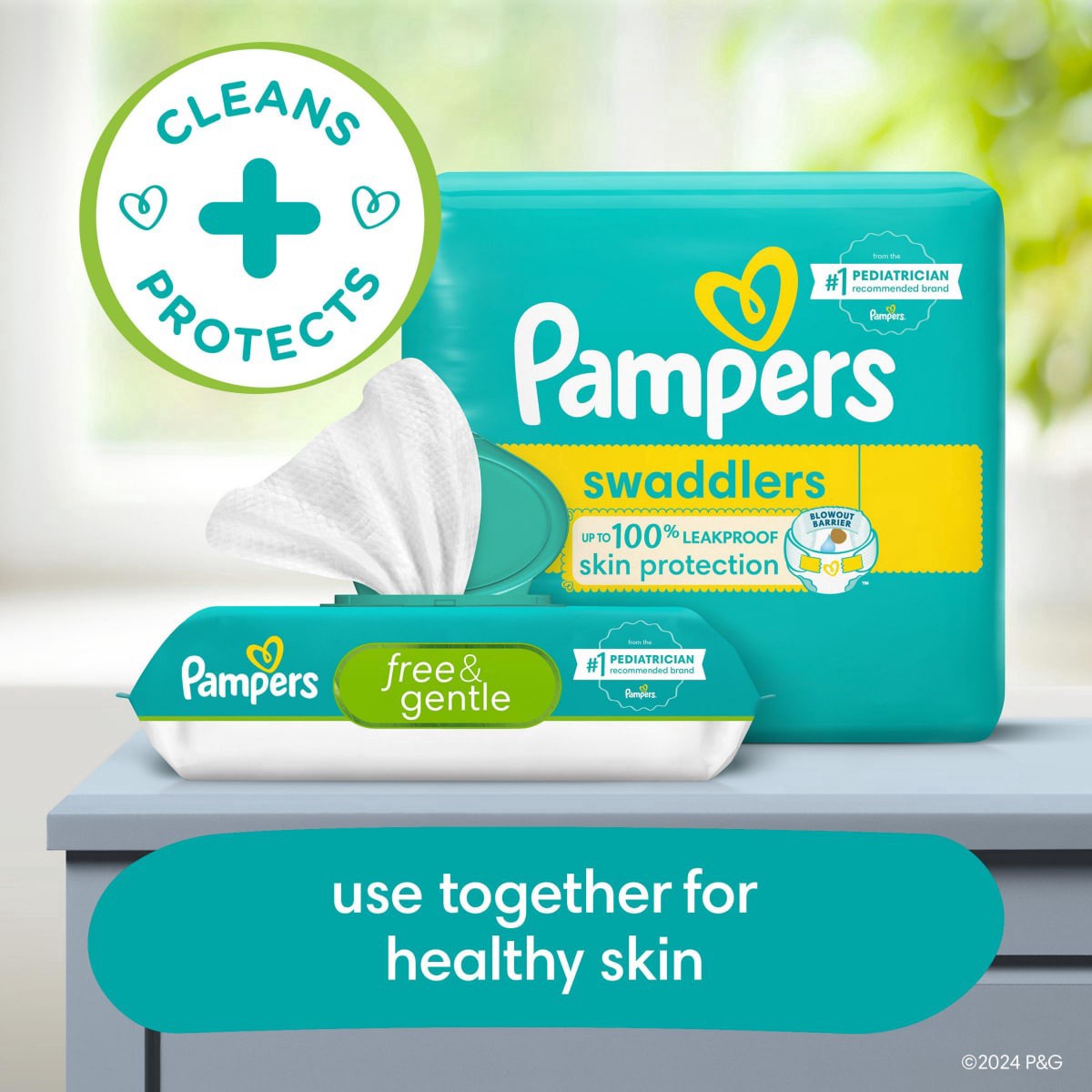 slide 3 of 29, Pampers Free & Gentle Baby Wipes, 99% Water, Hypoallergenic, Unscented, 100% Plant Based, Plastic-Free Baby Wipes, 468 Baby Wipes Total (6X Flip-Top Packs), 468 ea