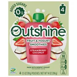 Outshine Fruit & Yogurt Smoothie Strawberry Coconut, 4-Pack of 3.5oz Fruit & Yogurt Pouches