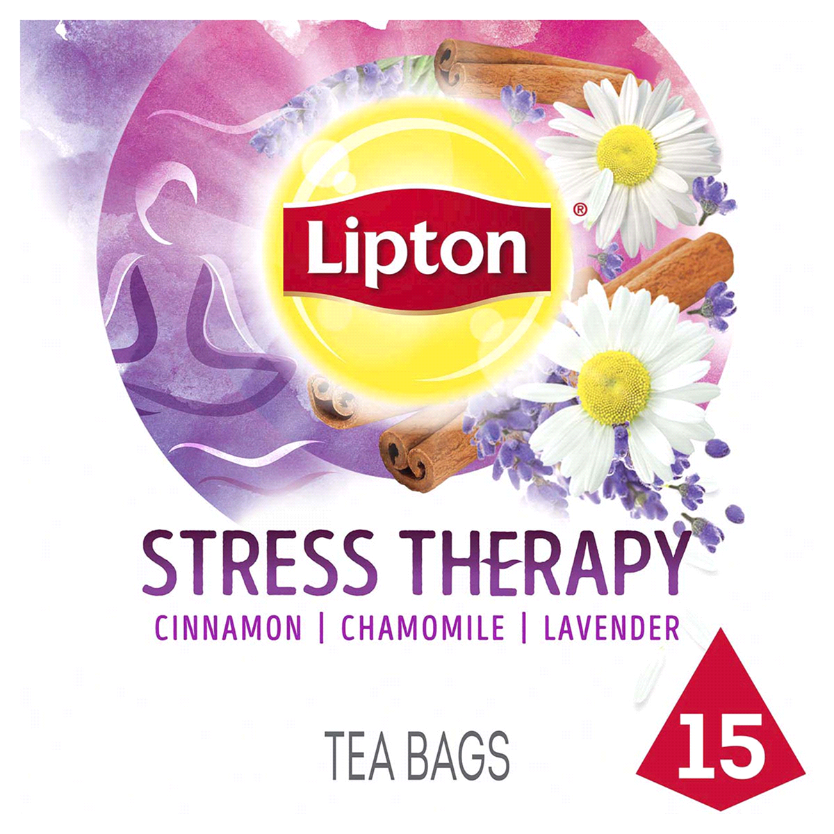 slide 1 of 1, Lipton Stress Therapy Herbal Supplement Tea Bags Cinnamon Chamomile And Lavender - 15 ct, 15 ct