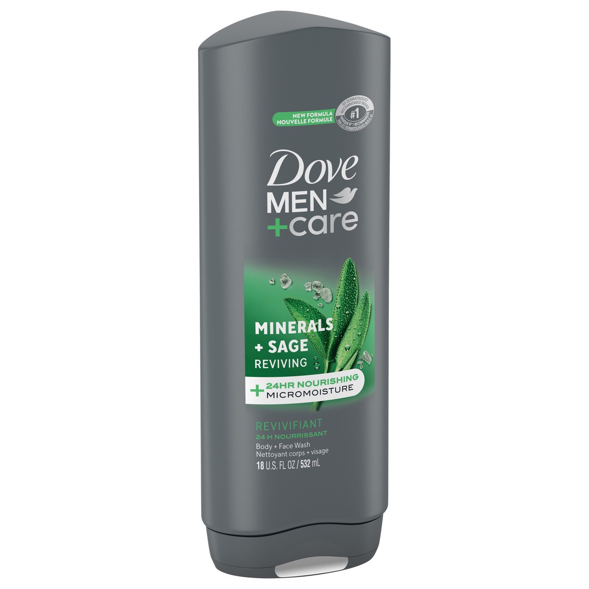 slide 8 of 9, Dove Men+Care Body and Face Wash Reviving Minerals + Sage, 18 oz, 18 oz