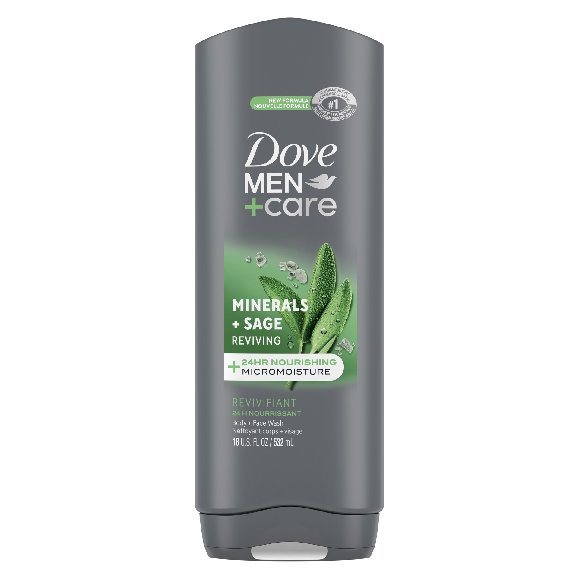 slide 1 of 9, Dove Men+Care Body and Face Wash Reviving Minerals + Sage, 18 oz, 18 oz