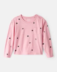 Carter's Carters Girls Icon Print Long-Sleeve Top - Pink Pink M
