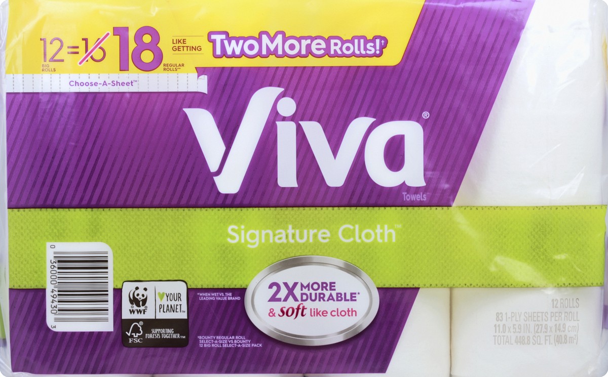 slide 4 of 4, Viva Signature Cloth Choose-A-Sheet Paper Towels, White Big Rolls, 12 ct