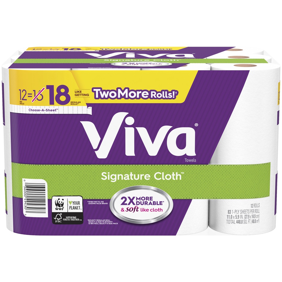 slide 1 of 4, Viva Signature Cloth Choose-A-Sheet Paper Towels, White Big Rolls, 12 ct