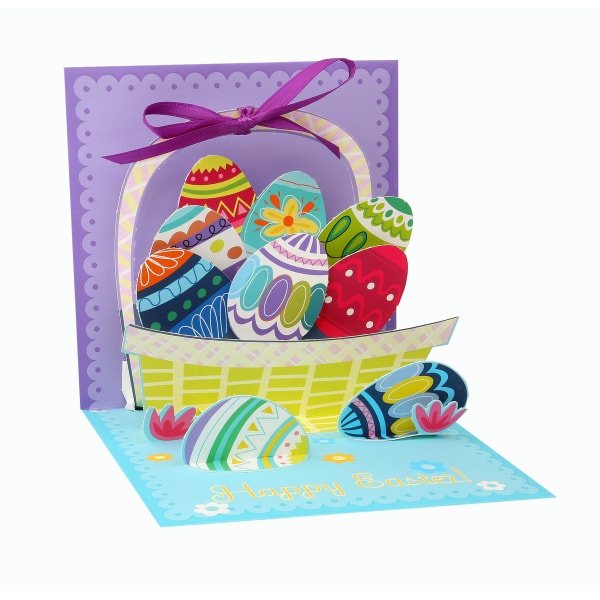 slide 1 of 1, Up With Paper Easter Pop-Up Greeting Card With Envelope, 5-1/4'' X 5-1/4'', Easter Egg Basket, 1 ct