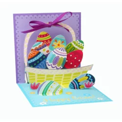Up With Paper Easter Pop-Up Greeting Card With Envelope, 5-1/4'' X 5-1/4'', Easter Egg Basket