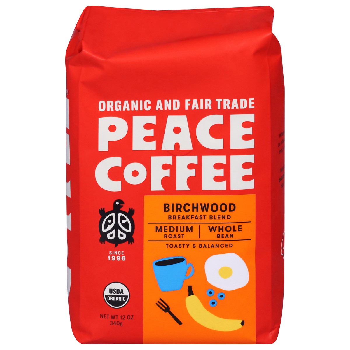 slide 1 of 1, Peace Coffee Whole Bean Medium Roast Birchwood Breakfast Blend Coffee - 12 oz, 12 oz