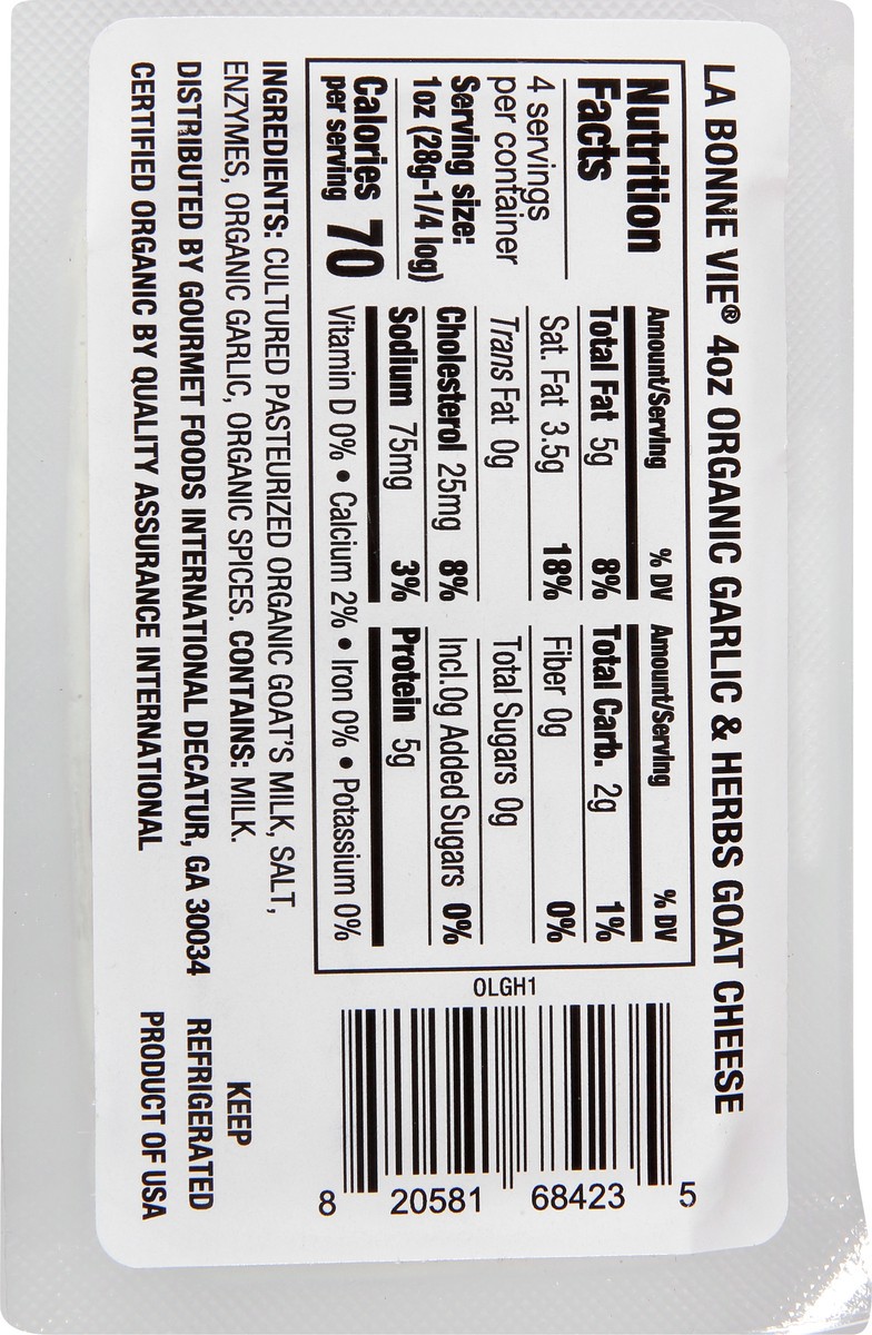 slide 3 of 11, La Bonne Vie Goat Cheese, Organic, Garlic & Herbs, 4 oz