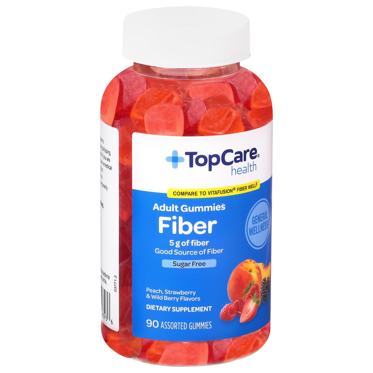 slide 7 of 9, TopCare Health Peach, Strawberry & Wild Berry Flavors Fiber 90 Adult Gummies, 90 ct