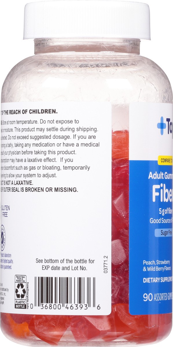 slide 8 of 9, TopCare Health Peach, Strawberry & Wild Berry Flavors Fiber 90 Adult Gummies, 90 ct
