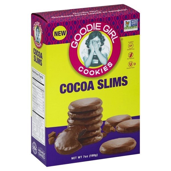 slide 1 of 1, Goodie Girl Cookies, Cocoa Slims, 7 oz