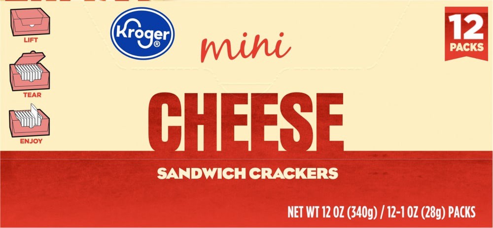 slide 3 of 5, Kroger Mini Cheese Sandwhich Crackers, 12 ct; 1 oz