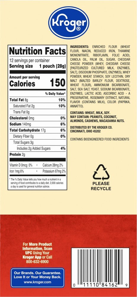 slide 2 of 5, Kroger Mini Cheese Sandwhich Crackers, 12 ct; 1 oz