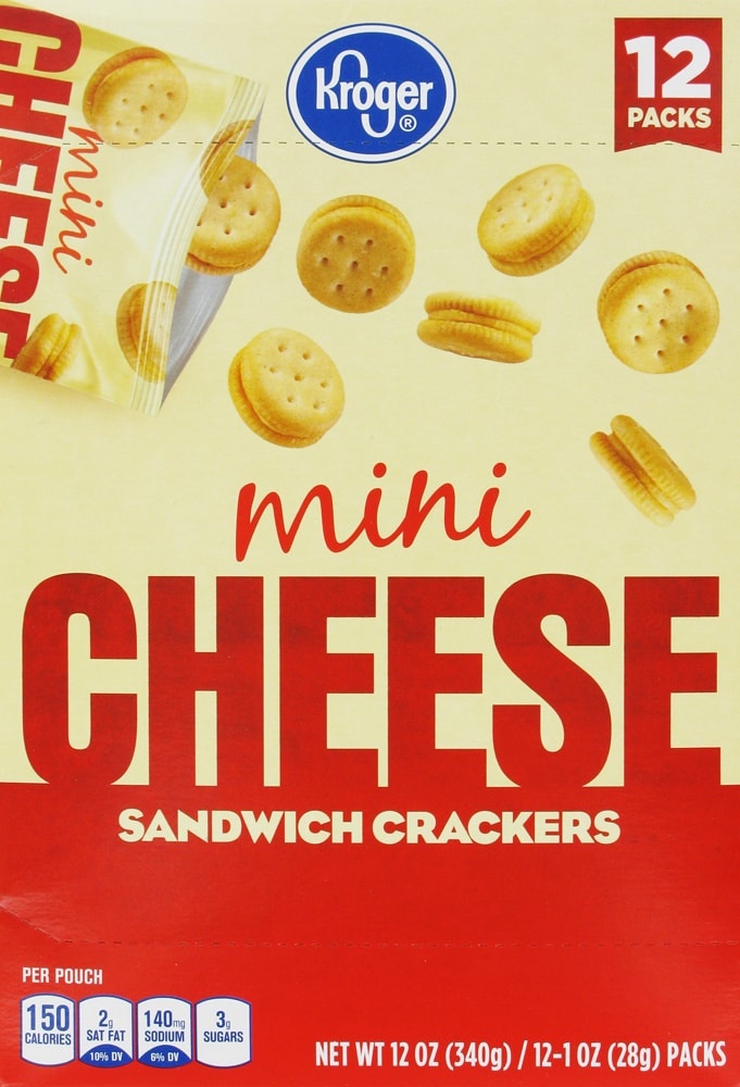 slide 1 of 1, Kroger Mini Cheese Sandwhich Crackers, 12 ct; 1 oz