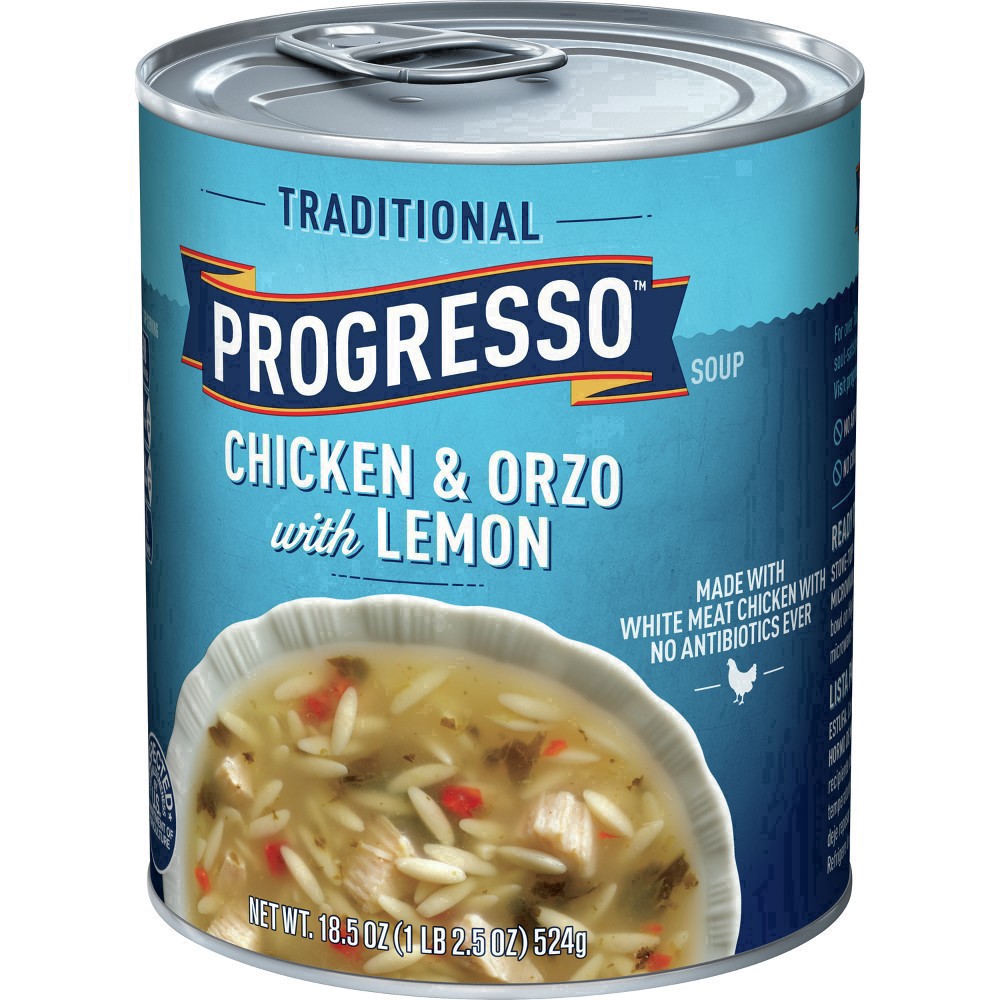 slide 13 of 81, Progresso Traditional, Chicken & Orzo with Lemon Canned Soup, 18.5 oz., 18.5 oz