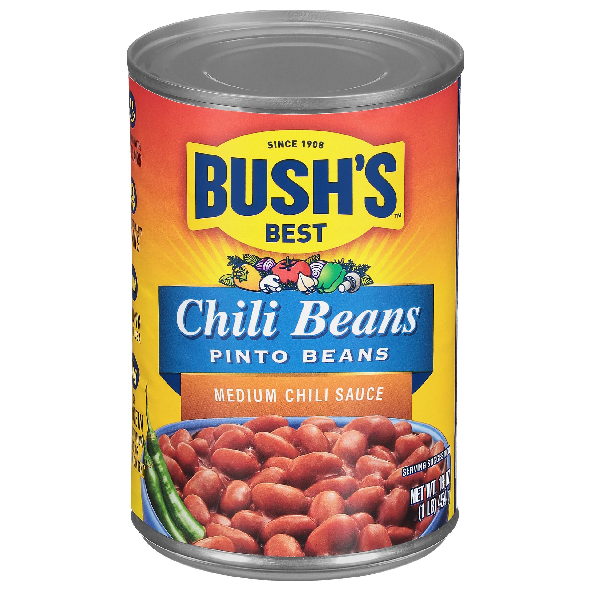 slide 4 of 5, Bush's Best Bush's Pinto Beans in a Medium Chili Sauce 16 oz, 16 oz