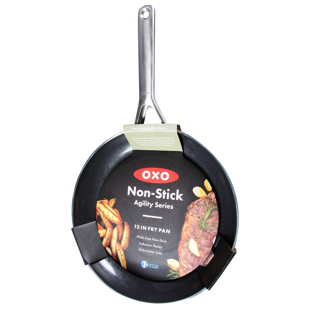 slide 11 of 11, Oxo Black & Silver Agility Fry Pan 12In, 1 ct