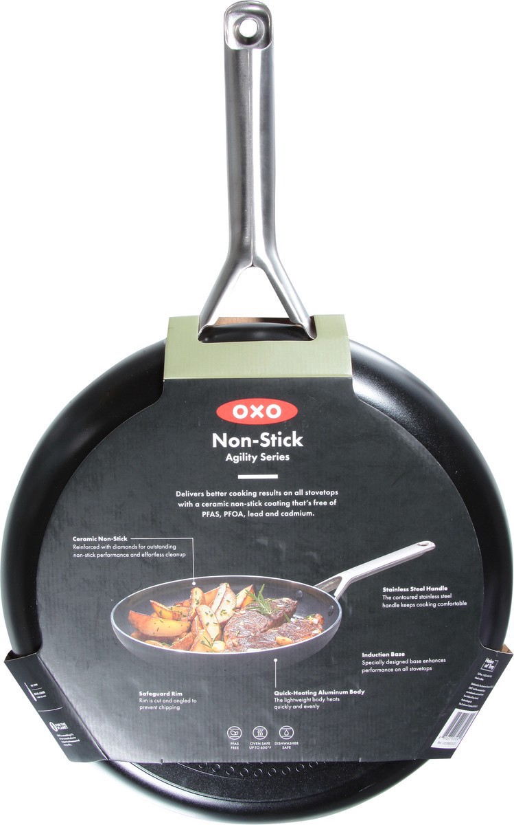 slide 5 of 11, Oxo Black & Silver Agility Fry Pan 12In, 1 ct