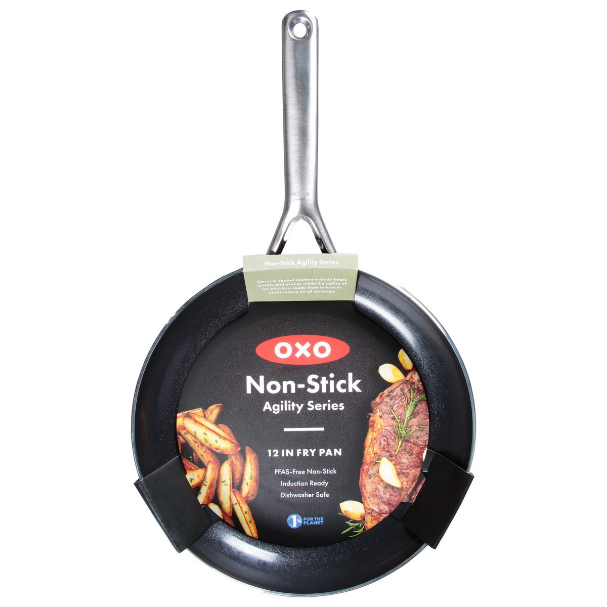 slide 1 of 11, Oxo Black & Silver Agility Fry Pan 12In, 1 ct
