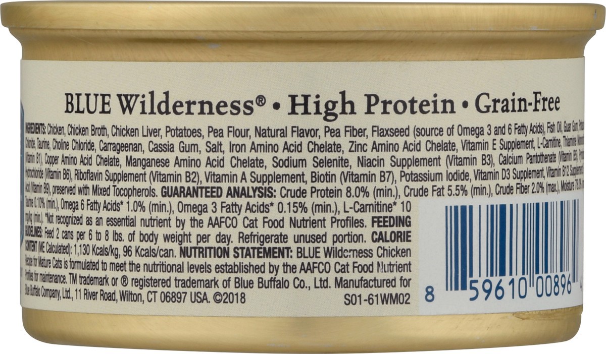 slide 8 of 9, Blue Buffalo Blue Wilderness 100% Grain Free for Mature Cats Chicken Recipe 3 oz, 3 oz