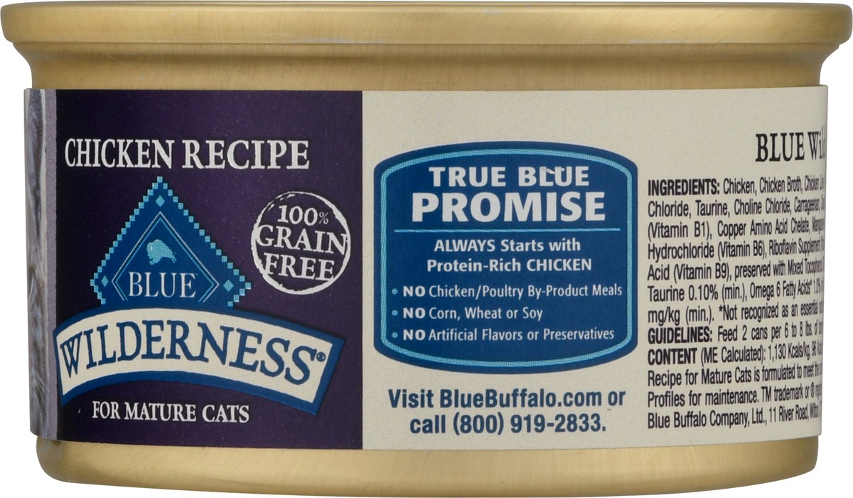 slide 7 of 9, Blue Buffalo Blue Wilderness 100% Grain Free for Mature Cats Chicken Recipe 3 oz, 3 oz