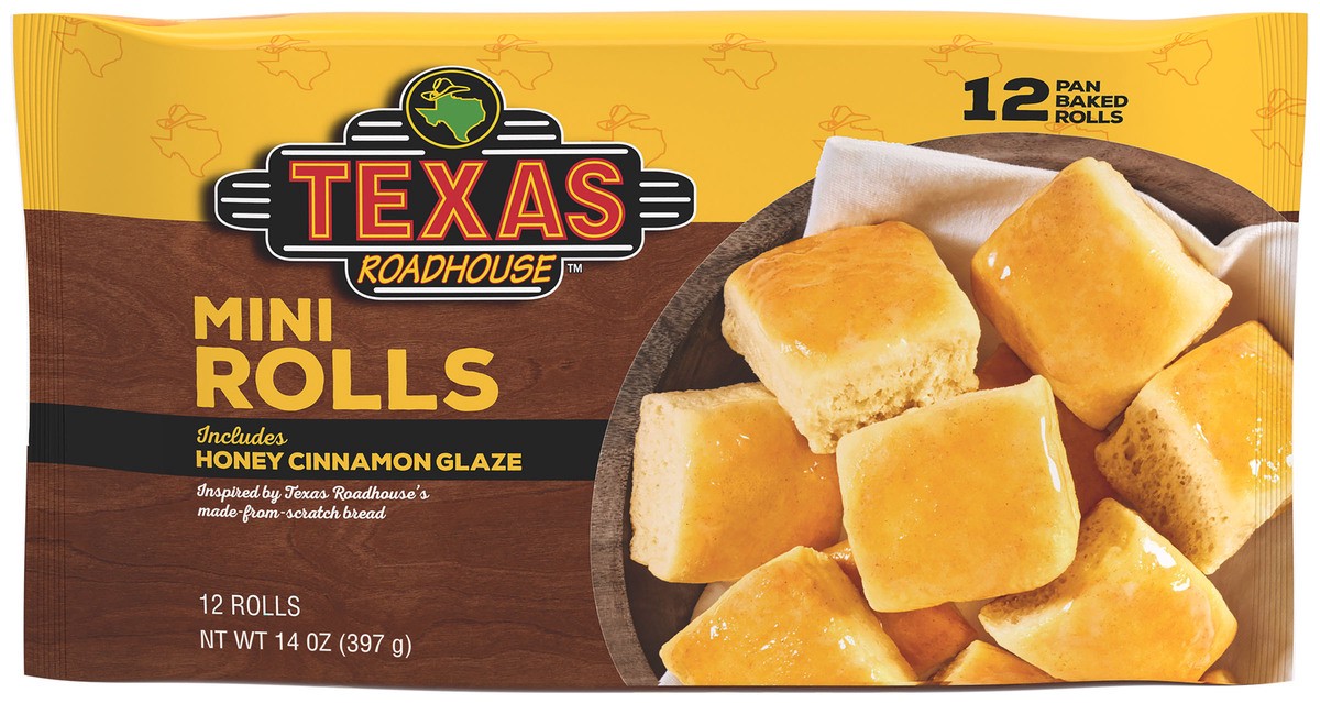 slide 1 of 14, Texas Roadhouse Mini Rolls with Honey Cinnamon Glaze, 12 ct