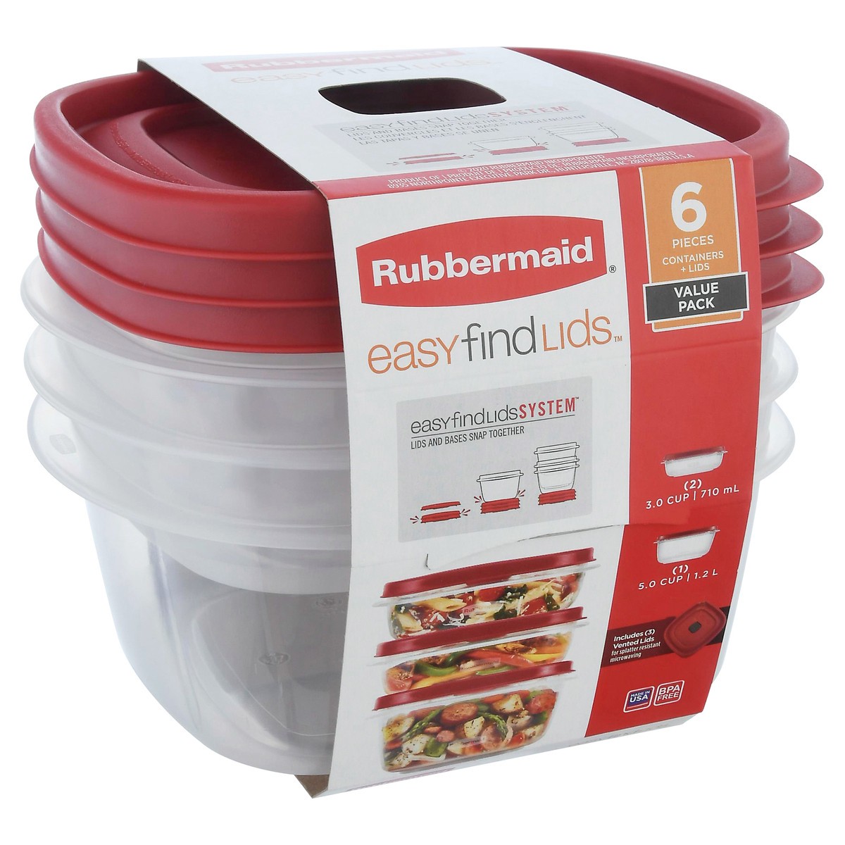 slide 5 of 12, Rubbermaid EasyFindLids Containers & Lids Value Pack 6 ea, 3 ct