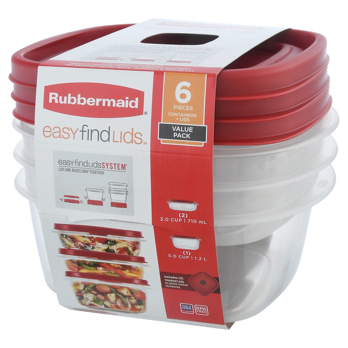 slide 9 of 12, Rubbermaid EasyFindLids Containers & Lids Value Pack 6 ea, 3 ct