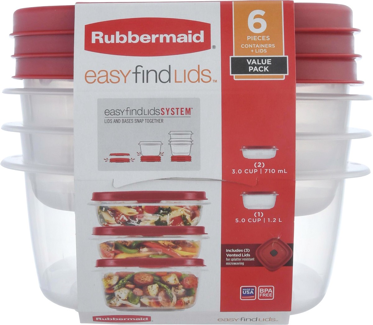 slide 4 of 12, Rubbermaid EasyFindLids Containers & Lids Value Pack 6 ea, 3 ct