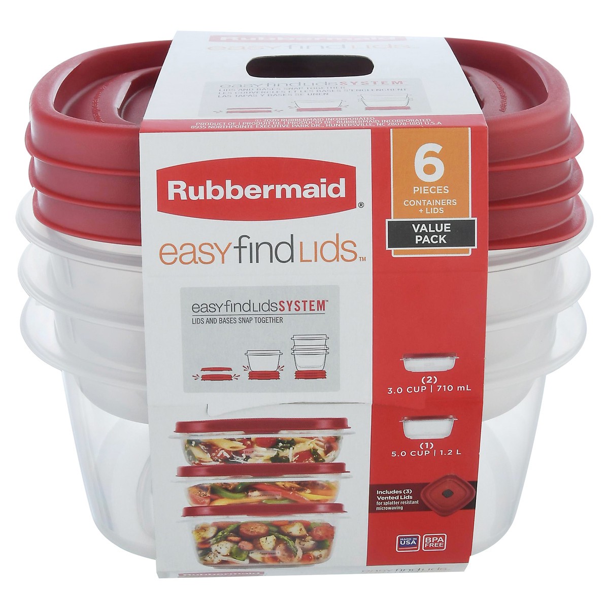 slide 2 of 12, Rubbermaid EasyFindLids Containers & Lids Value Pack 6 ea, 3 ct